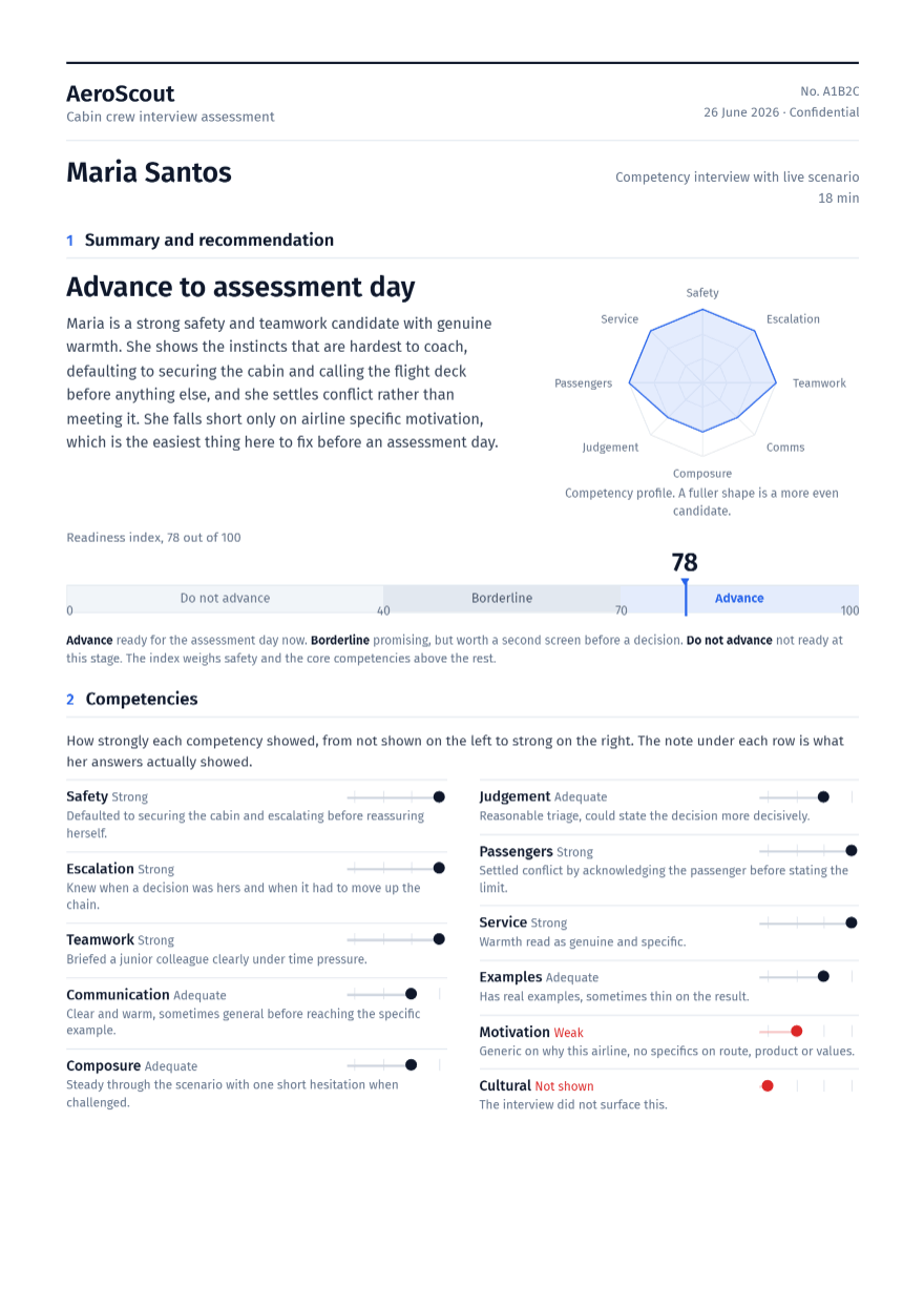 A cabin crew interview coaching report